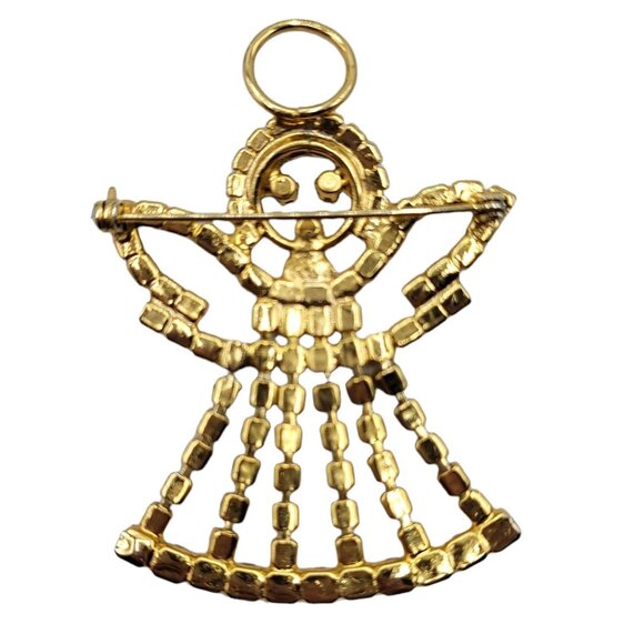 Goldtone Prong Set Rhinestone Angel Brooch - Picture 2 of 4